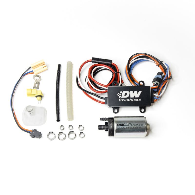 DeatschWerks 9-442-C103-0906 - DWK9-442-C103-0906 - DeatschWerks DW440 440lph Brushless Fuel Pump w/ PWM Controller & Install Kit 2015+ Ford Mustang GT - Shipped in Europe - Tuningsupply.com