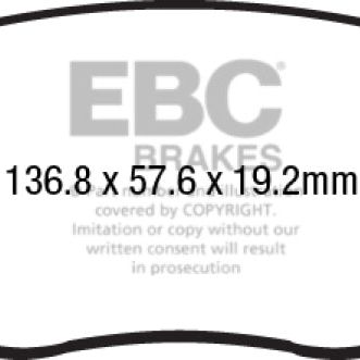 EBC DP32212C - EBCDP32212C - EBC 14-17 Fiat 500 Redstuff Ceramic Low Dust Front Brake Pads - Shipped in Europe - Tuningsupply.com