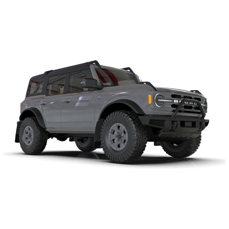 Rally Armor MF85-RR-PL-COR - RALMF85-RR-PL-COR - Rally Armor 21-25 Ford Bronco (Plstc Bmpr + RR - NO Rptr/Sprt) Blk Mud Flap w/Cy Orange Logo - Shipped in Europe - Tuningsupply.com