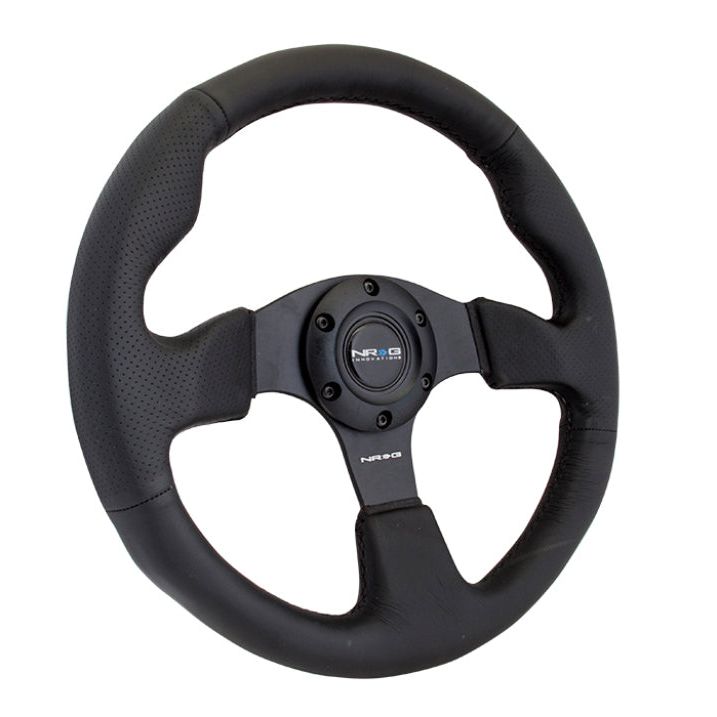 NRG RST-012R - NRGRST-012R - NRG Reinforced Steering Wheel (320mm) Black Leather w/Black Stitching - Shipped in Europe - Tuningsupply.com