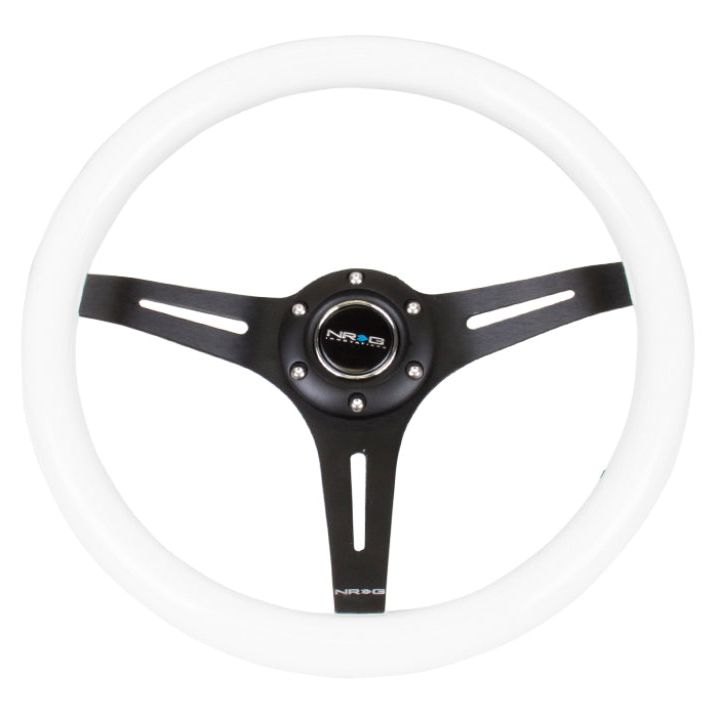 NRG ST-015BK-WT - NRGST-015BK-WT - NRG Classic Wood Grain Steering Wheel (350mm) White Paint Grip w/Black 3-Spoke Center - Shipped in Europe - Tuningsupply.com