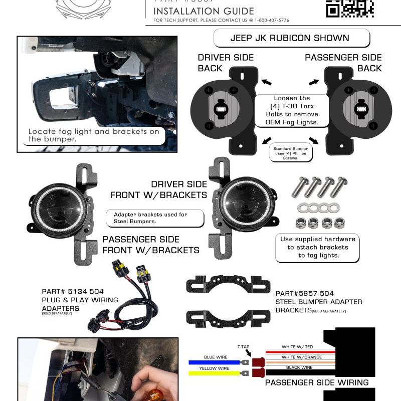 ORACLE Lighting 5857-504 - ORL5857-504 - Oracle LED Fog Light Adapter Brackets for Steel Bumper Wrangler - Shipped in Europe - Tuningsupply.com