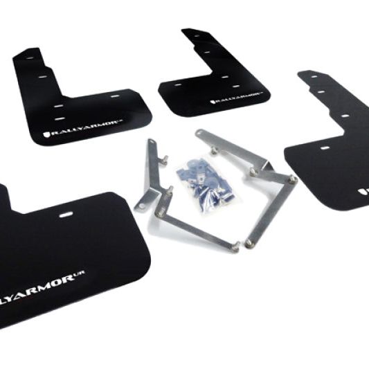 Rally Armor MF47-UR-BLK/WH - RALMF47-UR-BLK/WH - Rally Armor 17-22 Honda Civic Type R Black UR Mud Flap w/White Logo - Shipped in Europe - Tuningsupply.com