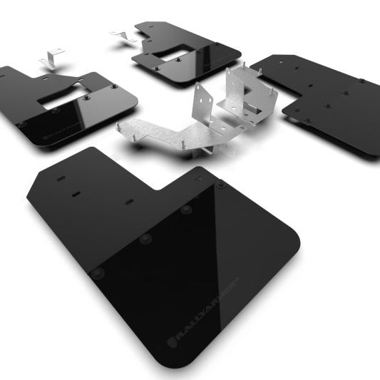 Rally Armor MF85-RB-PL-MBK - RALMF85-RB-PL-MBK - Rally Armor 21-25 Ford Bronco (Plstc Bmpr + RB - NO Rptr/Sprt) Blk Mud Flap w/Met. Blk Logo - Shipped in Europe - Tuningsupply.com