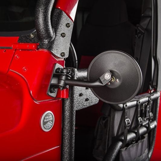 Rugged Ridge 11025.21 - RUG11025.21 - Rugged Ridge 97-18 Jeep Wrangler Textured Black Round Stubby Trail Mirror Kit - Shipped in Europe - Tuningsupply.com