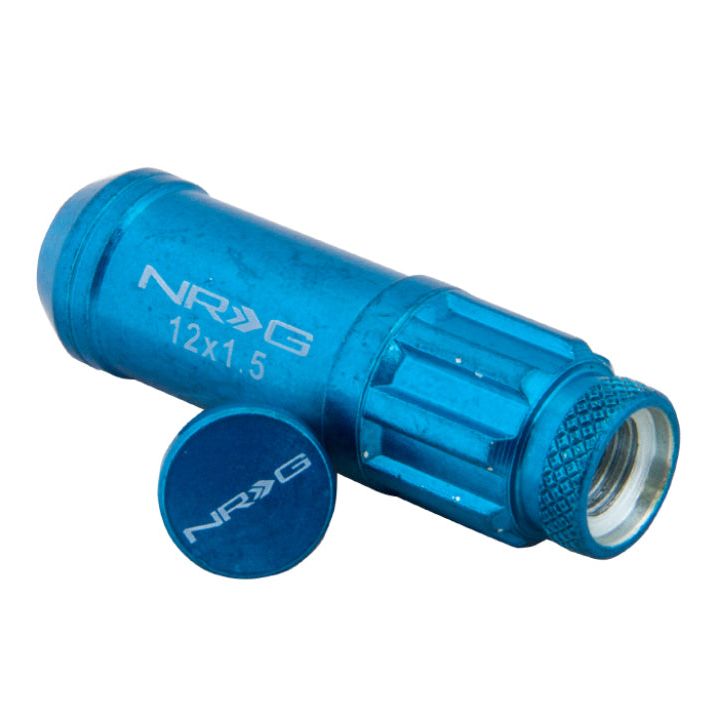 NRG LN-LS700BL-21 - NRGLN-LS700BL-21 - NRG 700 Series M12 X 1.5 Steel Lug Nut w/Dust Cap Cover Set 21 Pc w/Locks & Lock Socket - Blue - Shipped in Europe - Tuningsupply.com