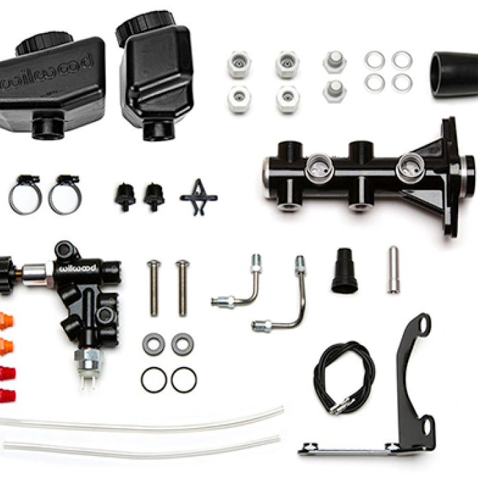Wilwood 261-16963-BK - WIL261-16963-BK - Wilwood Remote Tandem M/C Kit w/Bracket and Valve - 1.12in Bore Black - Shipped in Europe - Tuningsupply.com