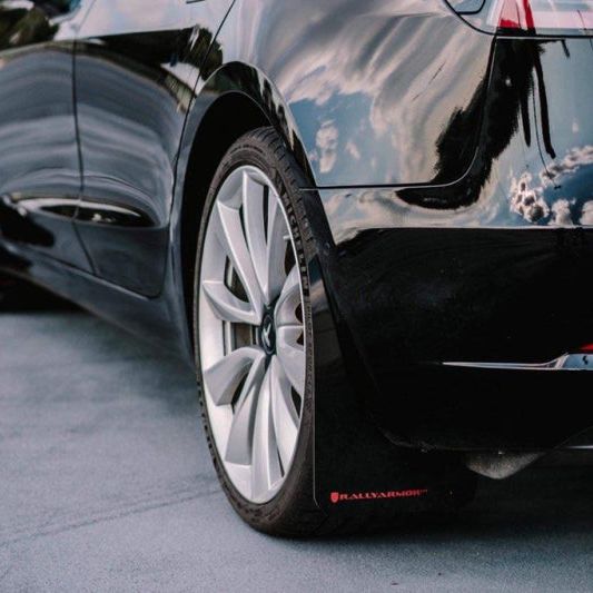 Rally Armor MF62-UR-BLK/DGRY - RALMF62-UR-BLK/DGRY - Rally Armor 17-23 Tesla Model 3 Black UR Mud Flap w/Dark Grey Logo - Shipped in Europe - Tuningsupply.com