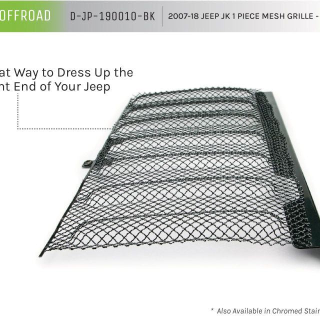 DV8 Offroad D-JP-190010-BK - DVED-JP-190010-BK - DV8 Offroad 2007-2018 Jeep JK Black Mesh Grille - Shipped in Europe - Tuningsupply.com
