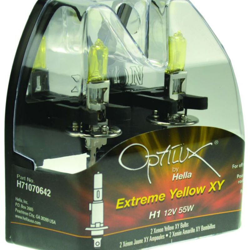 Hella LAH71070642 - HELLAH71070642 - Hella Optilux H1 12V/55W XY Yellow Bulb - Shipped in Europe - Tuningsupply.com