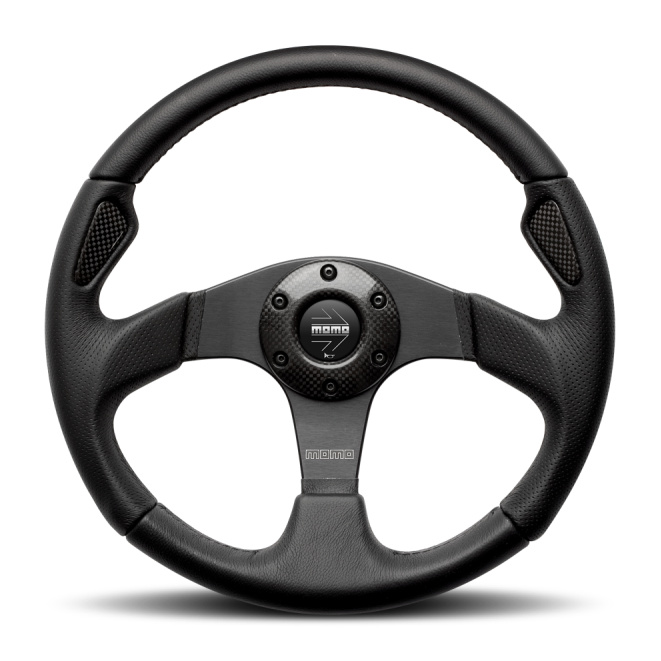 MOMO JET35BK0B - MOMJET35BK0B - Momo Jet Steering Wheel 350 mm - Black AirLeather/Black Spokes - Shipped in Europe - Tuningsupply.com