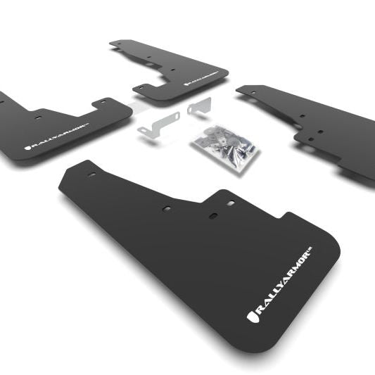 Rally Armor MF55-UR-BLK/WH - RALMF55-UR-BLK/WH - Rally Armor 16-25 Dodge Durango GT/Hellcat/RT/SRT 392/SXT Black UR Mud Flap White Logo - Shipped in Europe - Tuningsupply.com