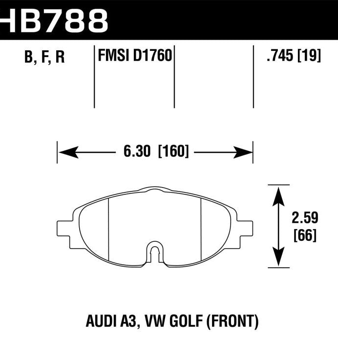 Hawk Performance KHB788Z.745 - HAWKHB788Z.745 - Hawk 15-17 VW Golf / Audi A3/A3 Quattro Performance Ceramic Street Front Brake Pads - Shipped in Europe - Tuningsupply.com