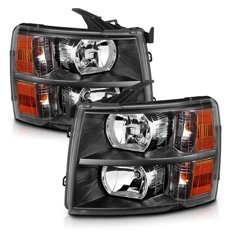 ANZO 111393 - ANZ111393 - ANZO 2007-2013 Chevrolet Silverado Crystal Headlights Black - Shipped in Europe - Tuningsupply.com