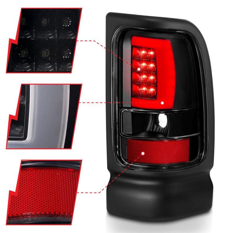 ANZO 311339 - ANZ311339 - ANZO 1994-2001 Dodge Ram 1500 LED Taillights Plank Style Black w/Clear Lens - Shipped in Europe - Tuningsupply.com