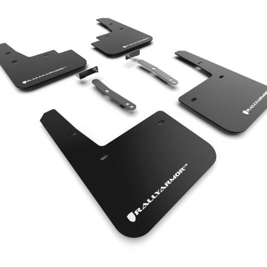 Rally Armor MF83-UR-BLK-WH - RALMF83-UR-BLK-WH - Rally Armor 22-23 Hyundai Kona N Black UR Mud Flap w/White Logo - Shipped in Europe - Tuningsupply.com