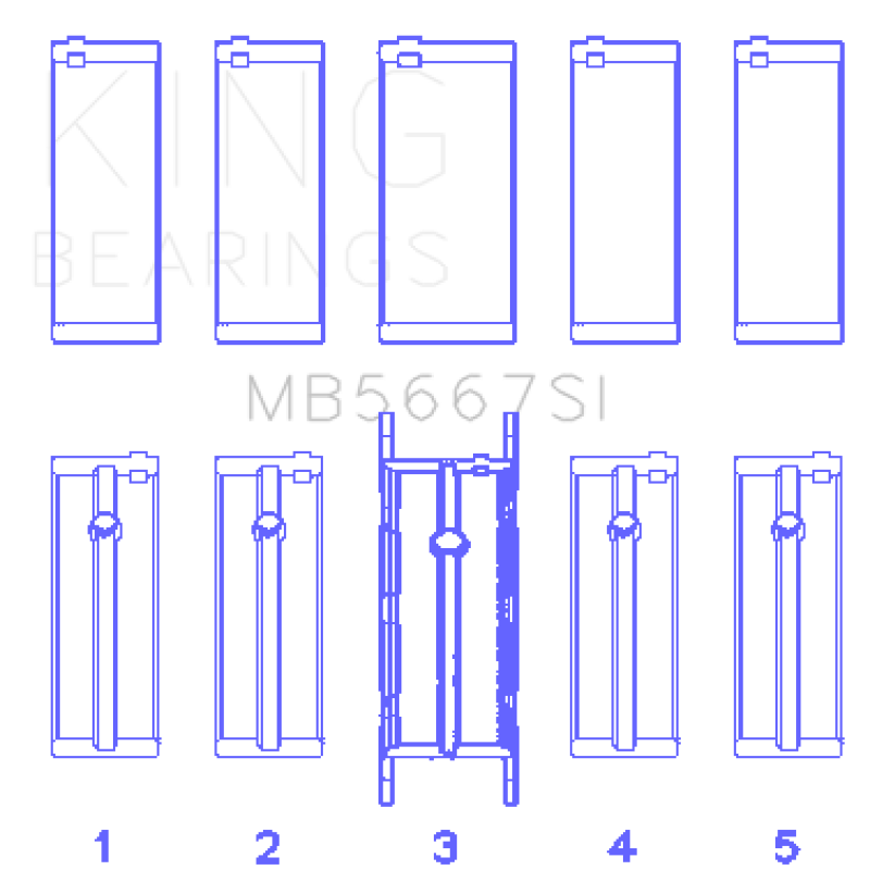 King Engine Bearings GMB5667SI - KINGMB5667SI - King Engine Bearings Mini W10B16A/W11B16A Silicon Bi-Metal Aluminum Main Bearing Set - Size STD - Shipped in Europe - Tuningsupply.com