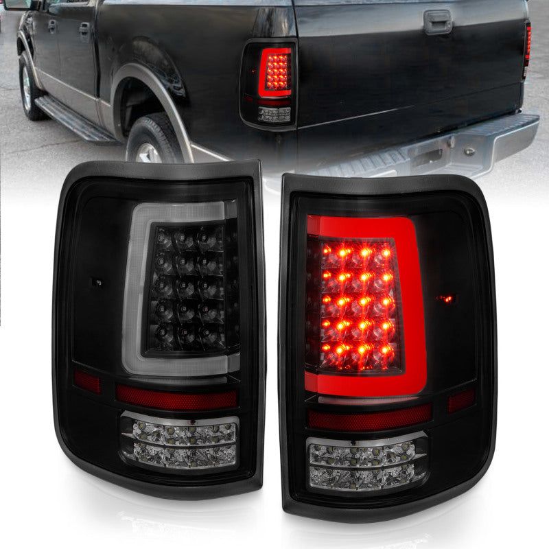 ANZO 311343 - ANZ311343 - ANZO 2004-2006 Ford F-150 LED Tail Lights w/ Light Bar Black Housing Smoke Lens - Shipped in Europe - Tuningsupply.com