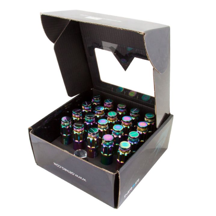 NRG LN-LS700MC-21 - NRGLN-LS700MC-21 - NRG 700 Series M12 X 1.5 Steel Lug Nut w/Dust Cap Cover Set 21 Pc w/Locks & Lock Socket - Neochrome - Shipped in Europe - Tuningsupply.com