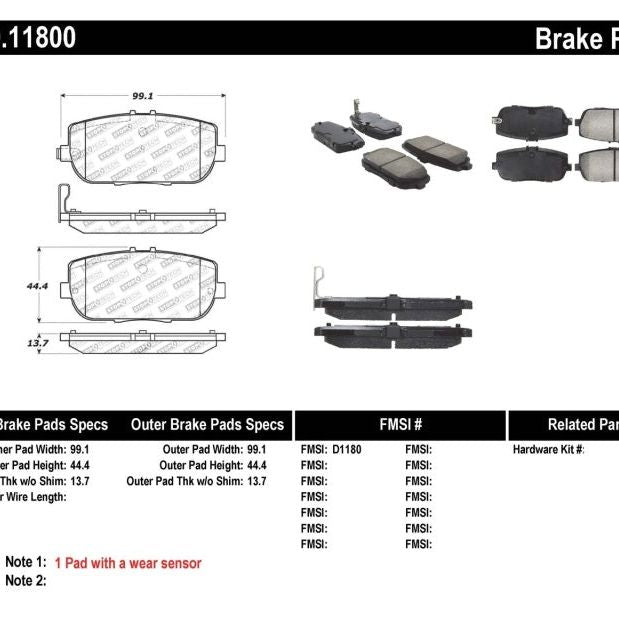 Stoptech 309.11800 - STO309.11800 - StopTech OE Fit Rear Sport Brake Pads - Shipped in Europe - Tuningsupply.com