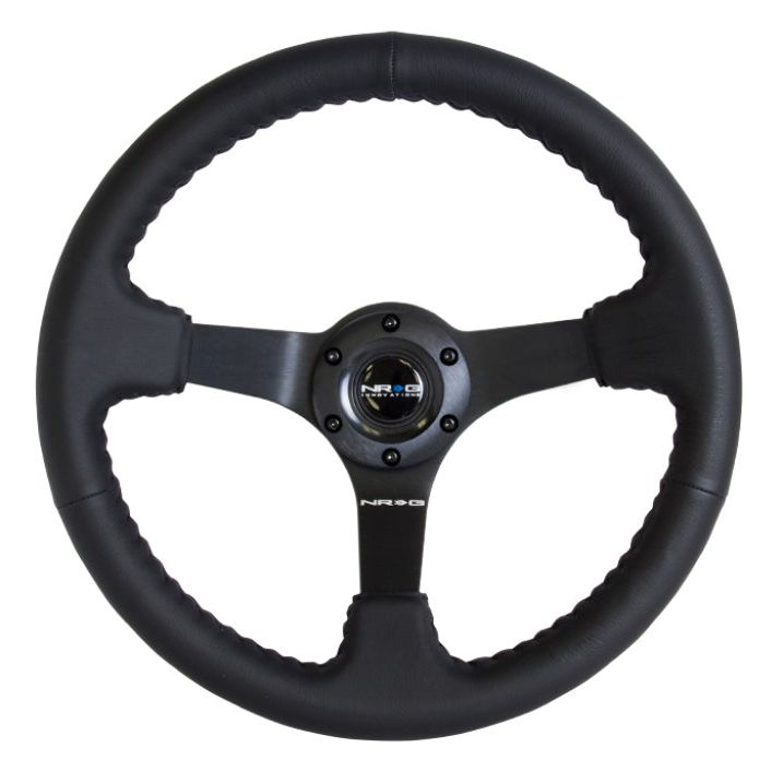 NRG RST-036MB-R - NRGRST-036MB-R - NRG Reinforced Steering Wheel (350mm / 3in. Deep) Bk Leather w/Bk BBall Stitch (Odi Bakchis Edition) - Shipped in Europe - Tuningsupply.com