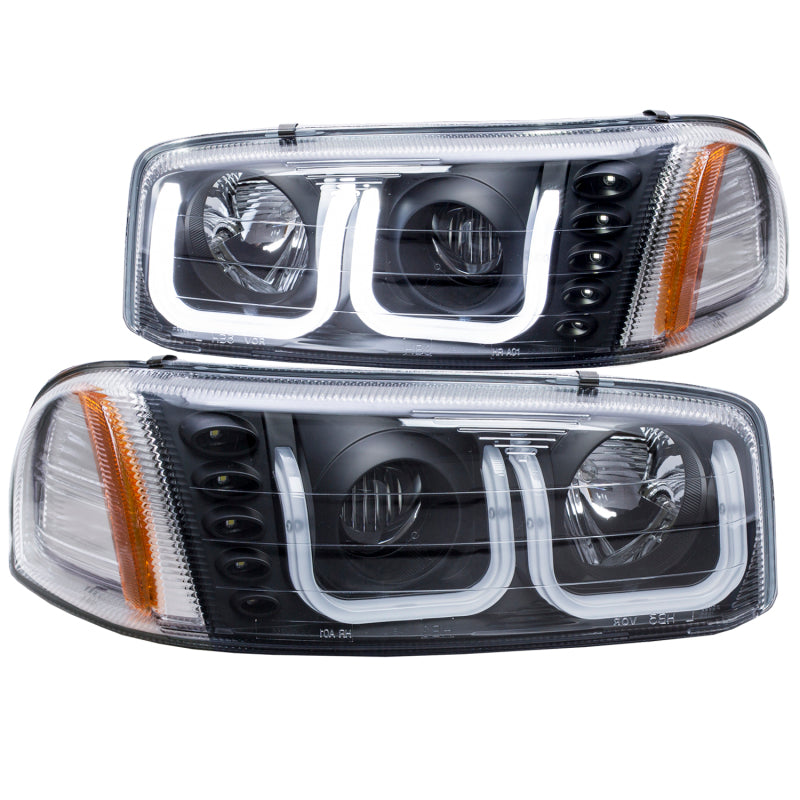 ANZO 111303 - ANZ111303 - ANZO 1999-2006 GMC Sierra 1500 Projector Headlights w/ U-Bar Black - Shipped in Europe - Tuningsupply.com
