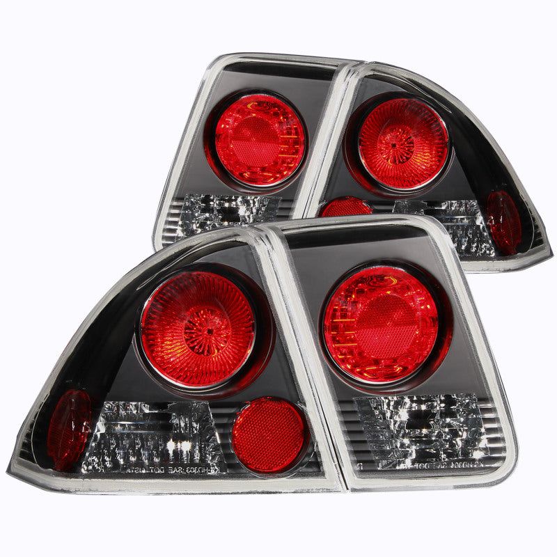 ANZO 221048 - ANZ221048 - ANZO 2001-2004 Honda Civic Taillights Black - Shipped in Europe - Tuningsupply.com