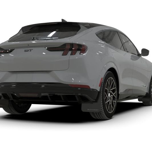 Rally Armor MF96-UR-BLK-MBK - RALMF96-UR-BLK-MBK - Rally Armor 21-25 Ford Mustang Mach-E/GT/Rally Black UR Mud Flap w/Metallic Black Logo - Shipped in Europe - Tuningsupply.com