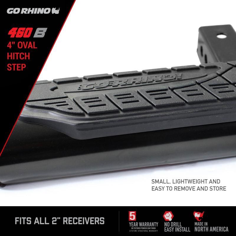 Go Rhino 460B - GOR460B - Go Rhino 4in Oval Hitch Step - Black - Shipped in Europe - Tuningsupply.com