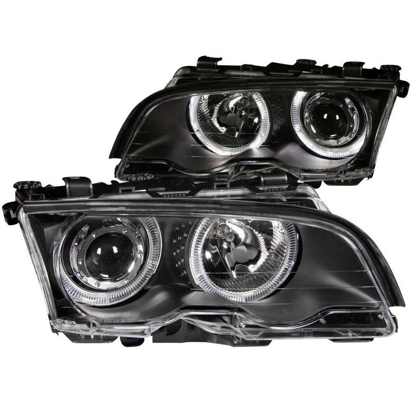 ANZO 121015 - ANZ121015 - ANZO 1999-2001 BMW 3 Series E46 Projector Headlights w/ Halo Black - Shipped in Europe - Tuningsupply.com