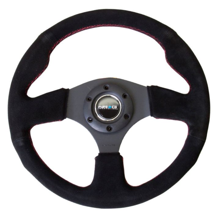 NRG RST-012S-RS - NRGRST-012S-RS - NRG Reinforced Steering Wheel (320mm) Suede w/Red Stitch - Shipped in Europe - Tuningsupply.com