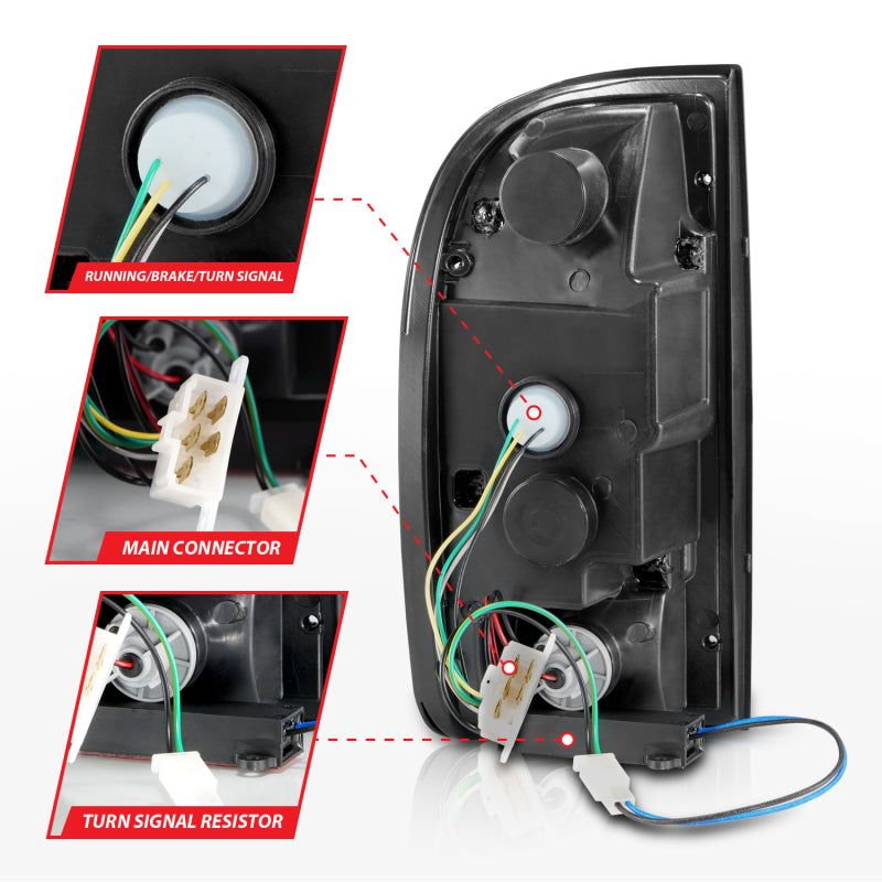 ANZO 311354 - ANZ311354 - ANZO 1995-2000 Toyota Tacoma LED Taillights Black Housing Smoke Lens (Pair) - Shipped in Europe - Tuningsupply.com