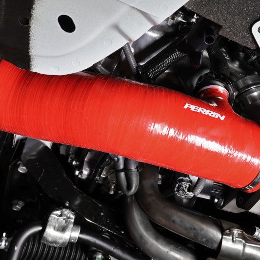 Perrin Performance PSP-INT-425RD - PERPSP-INT-425RD - PERRIN 22-24 Subaru WRX / 20-25 LGT & OBXT Turbo Inlet Hose w/Turbo Adapter Flange (Long) - Red - Shipped in Europe - Tuningsupply.com
