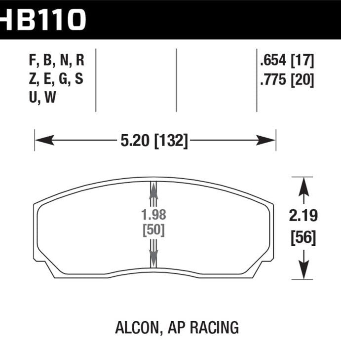 Hawk Performance KHB110B.654 - HAWKHB110B.654 - Hawk HPS 5.0 AP Racing w/ 0.654 Thickness Performance Street Brake Pads - Shipped in Europe - Tuningsupply.com