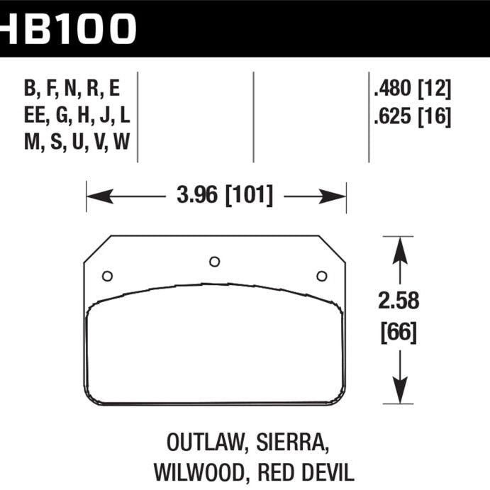 Hawk Performance KHB100B.480 - HAWKHB100B.480 - Hawk Wilwood DL/Outlaw/Sierra 12mm HPS 5.0 Street Brake Pads - Shipped in Europe - Tuningsupply.com
