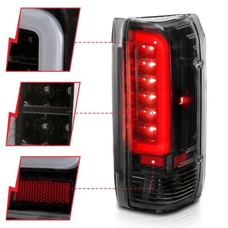 ANZO 311350 - ANZ311350 - ANZO 1987-1996 Ford F-150 LED Taillights Black Housing Clear Lens (Pair) - Shipped in Europe - Tuningsupply.com