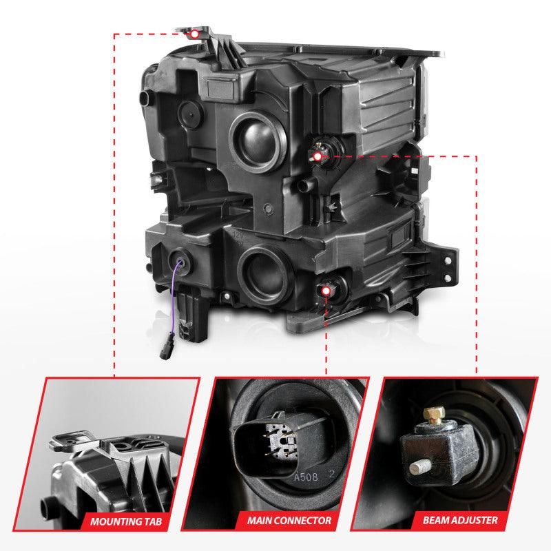 ANZO 111566-L - ANZ111566-L - ANZO 19-22 Chevrolet Silverado 1500 LED Proj HL w/Lgt Bar SwBk Seq. Blk w/In. Light - Driver Side ON - Shipped in Europe - Tuningsupply.com