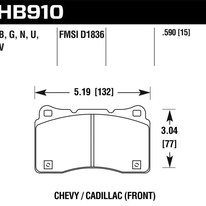 Hawk Performance KHB910G.590 - HAWKHB910G.590 - Hawk 15-16 Cadillac XTS / Chevrolet Corvette DTC-60 Front Brake Pads - Shipped in Europe - Tuningsupply.com