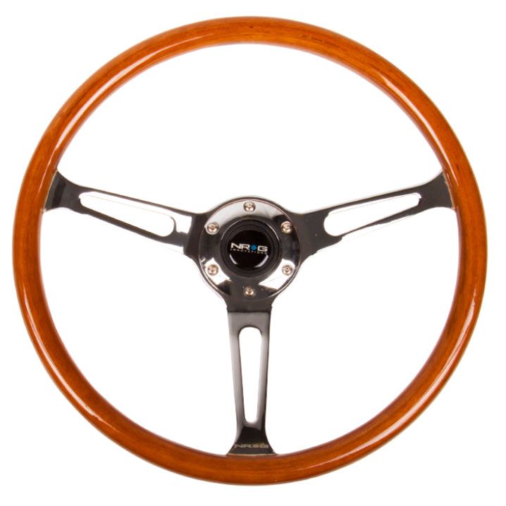 NRG RST-360SL - NRGRST-360SL - NRG Reinforced Steering Wheel (360mm) Classic Wood Grain w/Chrome Cutout 3-Spoke Center - Shipped in Europe - Tuningsupply.com
