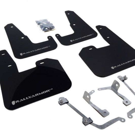 Rally Armor MF15-UR-BLK/SIL - RALMF15-UR-BLK/SIL - Rally Armor 08-11 Subaru STI (Hatch Only) / 11-14 WRX (Hatch Only) Black UR Mud Flap w/Silver Logo - Shipped in Europe - Tuningsupply.com