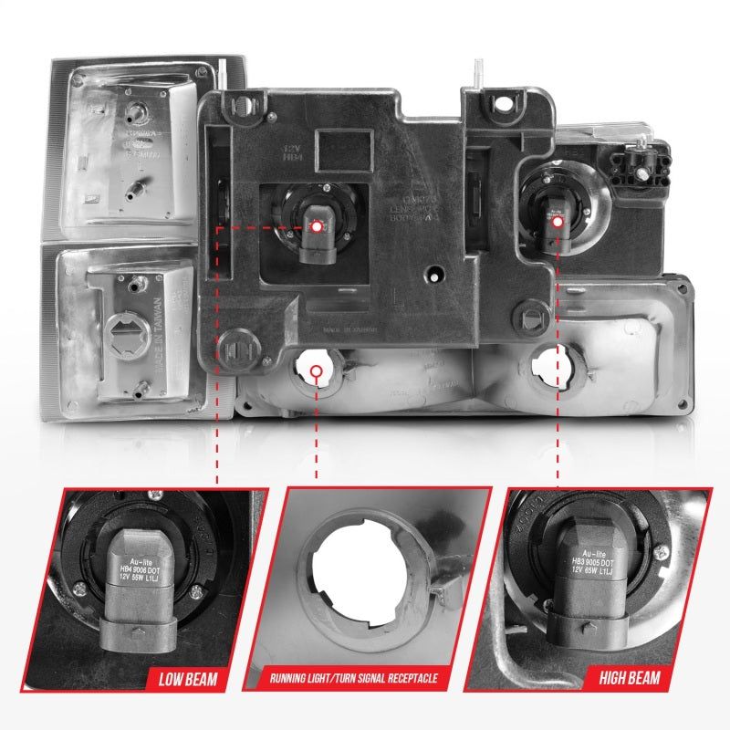 ANZO 111506 - ANZ111506 - ANZO 88-98 Chevrolet C1500 Crystal Headlights Chrome w/ Signal and Side Marker Lights - Shipped in Europe - Tuningsupply.com