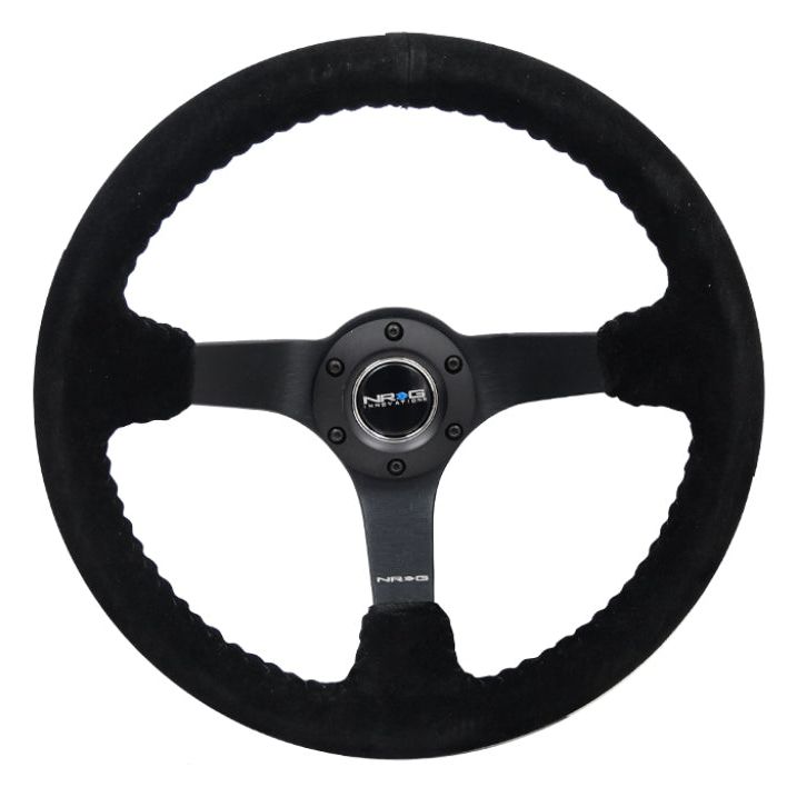 NRG RST-036MB-S-BK - NRGRST-036MB-S-BK - NRG Reinforced Steering Wheel (350mm / 3in. Deep) Blk Suede/Blk Bball Stitch w/5mm Matte Black Spoke - Shipped in Europe - Tuningsupply.com