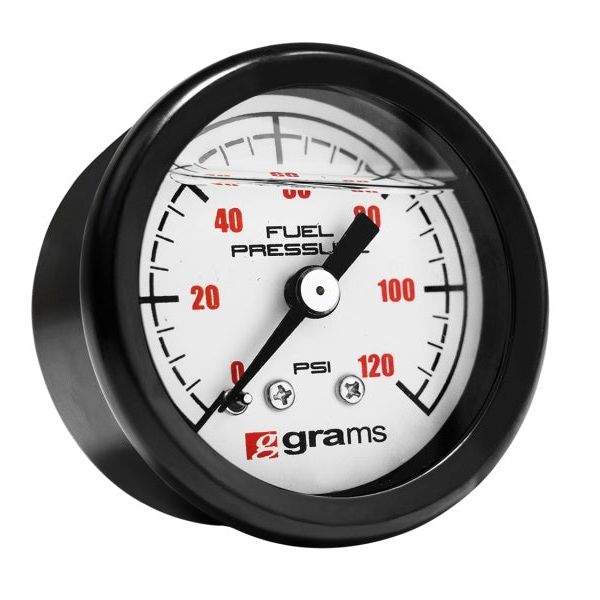 Grams Performance G2-99-1200W - GRPG2-99-1200W - Grams Performance Universal 0-120 PSI Fuel Pressure Gauge - White Face - Shipped in Europe - Tuningsupply.com