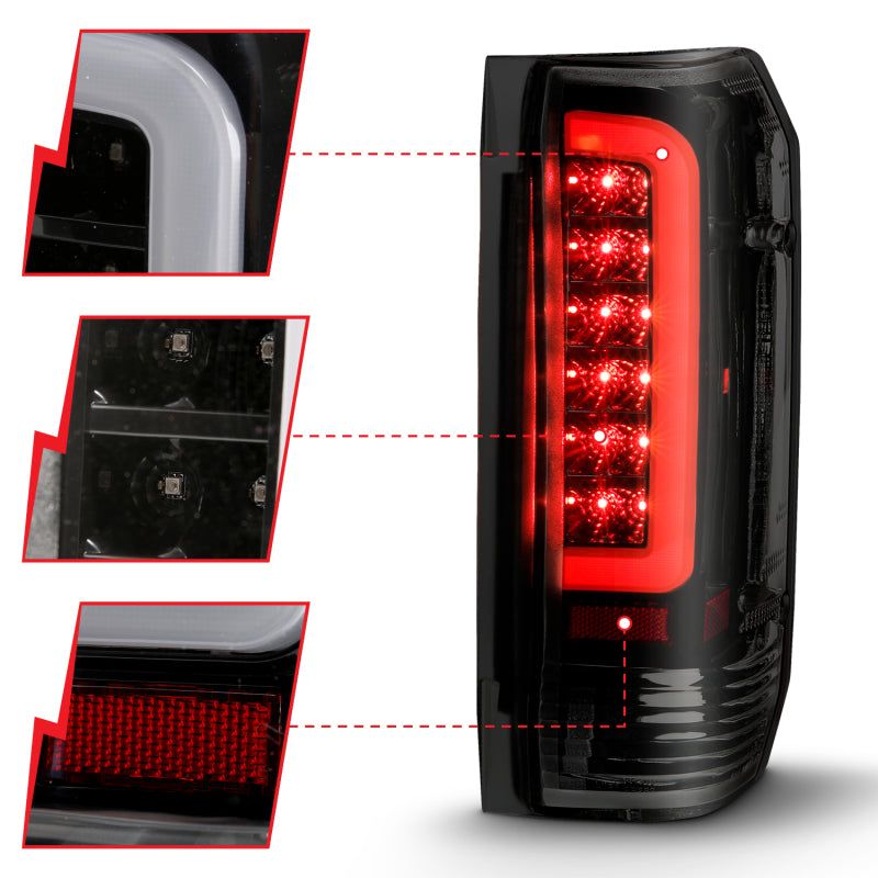 ANZO 311351 - ANZ311351 - ANZO 1987-1996 Ford F-150 LED Taillights Black Housing Smoke Lens (Pair) - Shipped in Europe - Tuningsupply.com