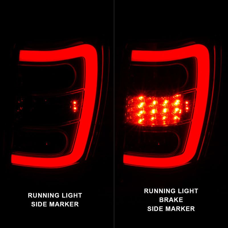 ANZO 311396 - ANZ311396 - ANZO 1999-2004 Jeep Grand Cherokee LED Tail Lights w/ Light Bar Chrome Housing Red/Clear Lens - Shipped in Europe - Tuningsupply.com
