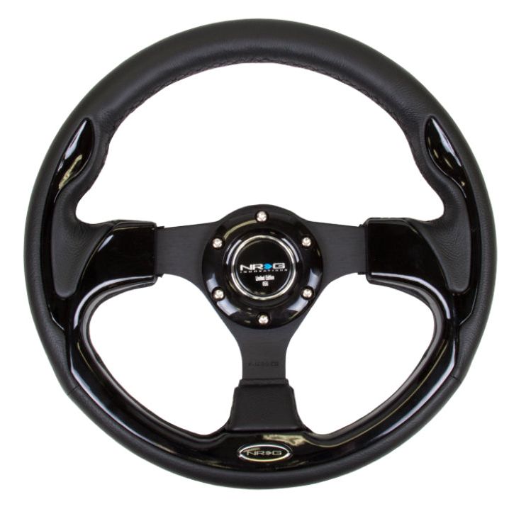 NRG RST-001BK - NRGRST-001BK - NRG Reinforced Steering Wheel (320mm) Blk w/Gloss Black Trim - Shipped in Europe - Tuningsupply.com