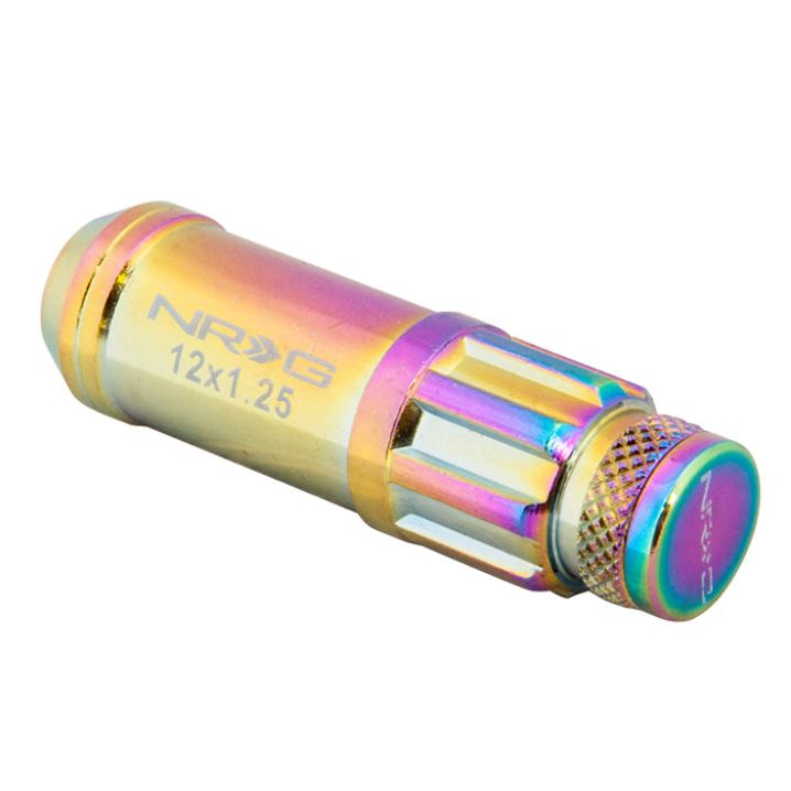 NRG LN-LS700MC-21 - NRGLN-LS700MC-21 - NRG 700 Series M12 X 1.5 Steel Lug Nut w/Dust Cap Cover Set 21 Pc w/Locks & Lock Socket - Neochrome - Shipped in Europe - Tuningsupply.com
