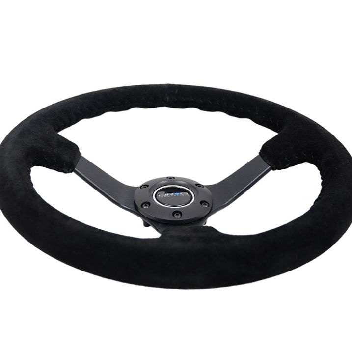 NRG RST-036MB-S-BK - NRGRST-036MB-S-BK - NRG Reinforced Steering Wheel (350mm / 3in. Deep) Blk Suede/Blk Bball Stitch w/5mm Matte Black Spoke - Shipped in Europe - Tuningsupply.com