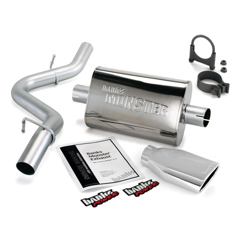 Banks Power 51312 - GBE51312 - Banks Power 97-99 Jeep 2.5/4.0L Wrangler Slip Fit Cat Monster Exh Sys - SS Single Exh w/ Chrome Tip - Shipped in Europe - Tuningsupply.com