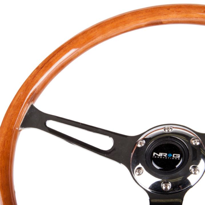 NRG RST-360SL - NRGRST-360SL - NRG Reinforced Steering Wheel (360mm) Classic Wood Grain w/Chrome Cutout 3-Spoke Center - Shipped in Europe - Tuningsupply.com